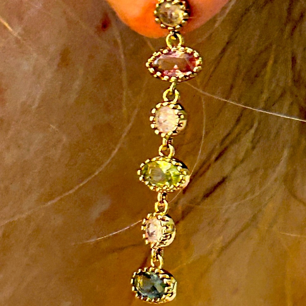 Elegant Gold and Multicolor Dangle Earrings